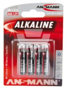 Generica - Blister ministilo AAA Ansmann 4pz alkaline 1,5v 44,5x10,5mm