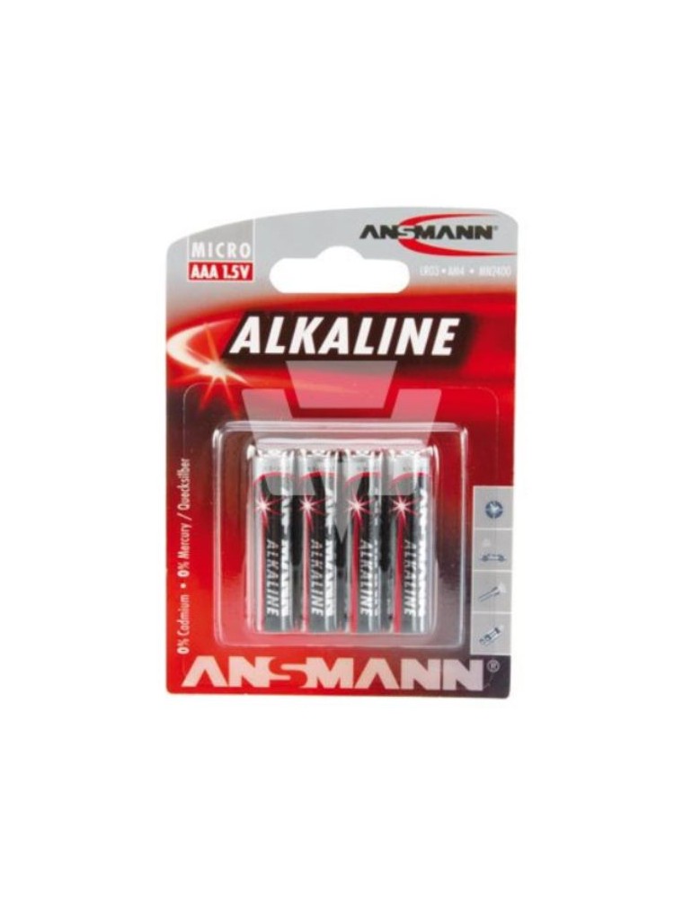 Generica - Blister ministilo AAA Ansmann 4pz alkaline 1,5v 44,5x10,5mm