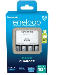 Panasonic - Caricabatterie Eneloop con 4 mini stilo AAA