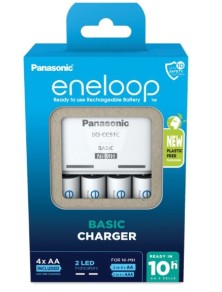 Panasonic - Caricabatteria con 4 stilo AA Eneloop Panasonic