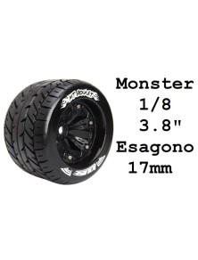 LOUISE RC - Gomme MT-Rocket Monster Truck 1/8 cerchi neri da 3.8 pollici 2pz