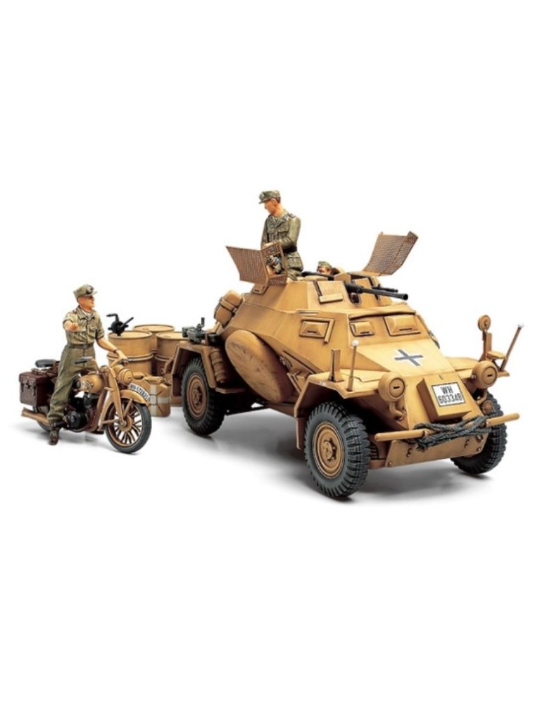 Tamiya - Auto blindata Sd.kfz 222 Nord Africa 1/35 con moto e soldati