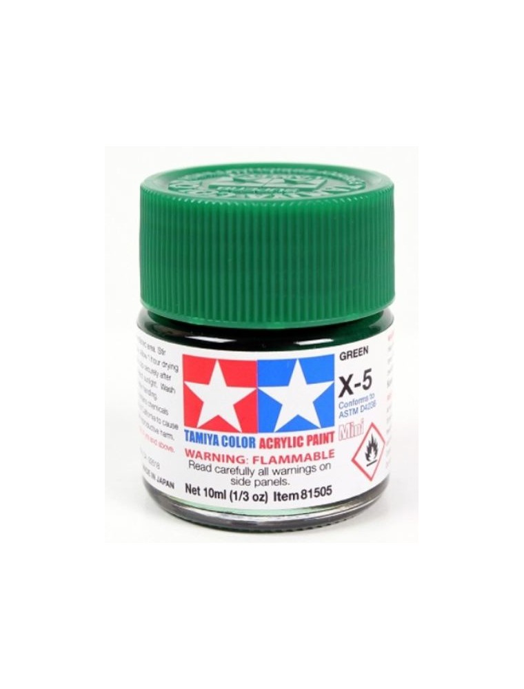 Tamiya - Colore acrilico X-5 Green 6pz da 10ml  lucido