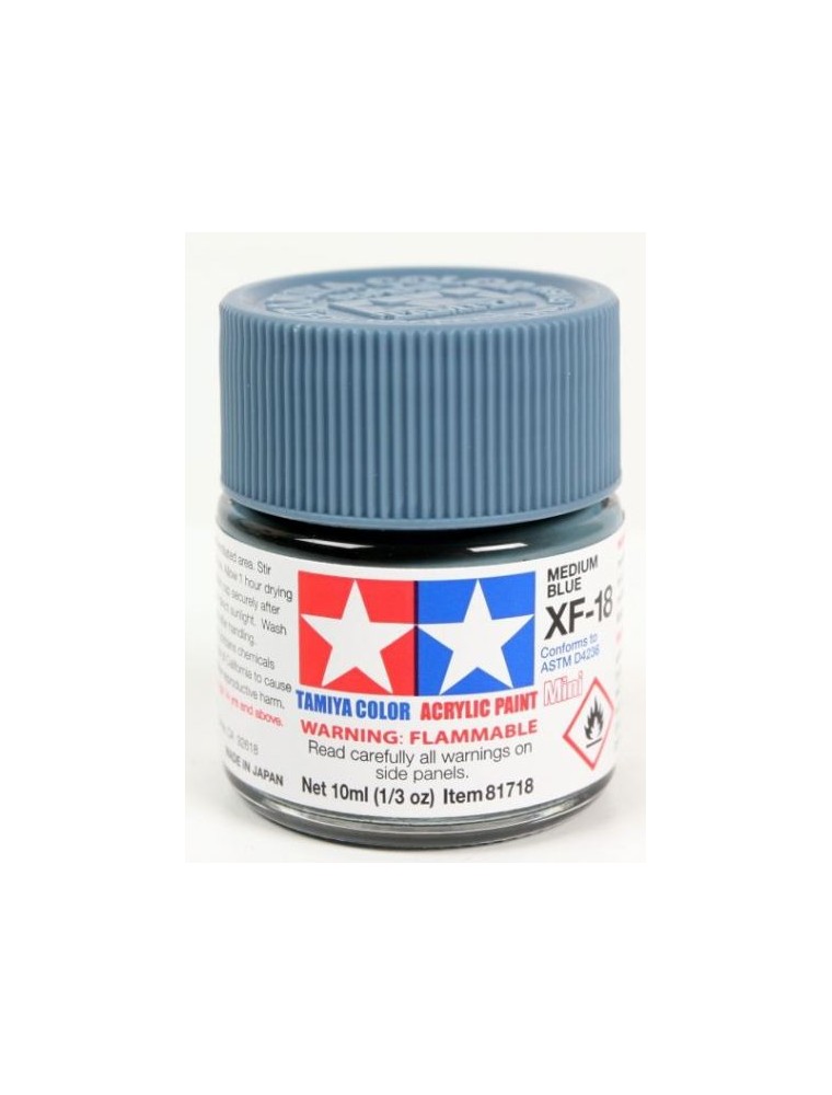 Tamiya - Colore acrilico XF-18 Medium Blue 6pz da 10ml  opaco