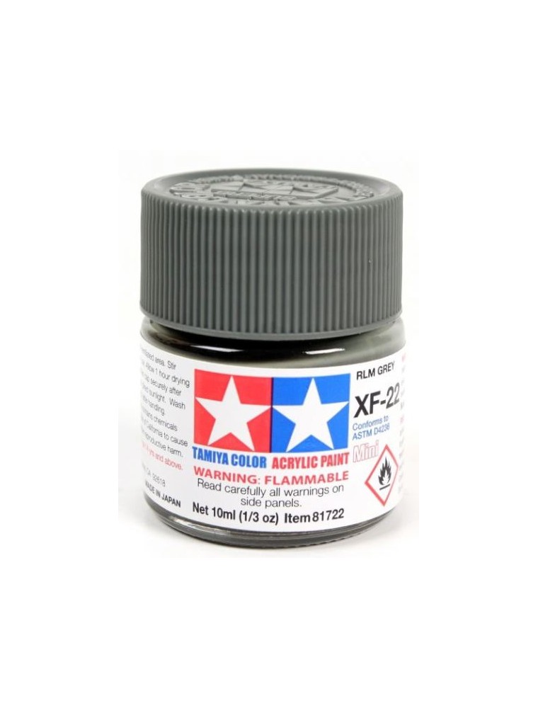 Tamiya - Colore acrilico XF-22 Rlm Grey 1pz da 10ml  opaco