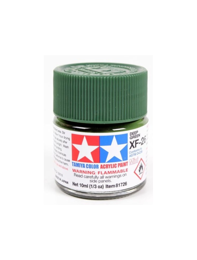 Tamiya - Colore acrilico XF-26 Deep Green 6pz da 10ml  opaco