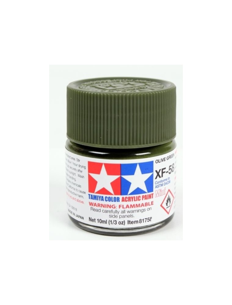 Tamiya - Colore acrilico XF-58 Olive Green 1pz da 10ml  opaco