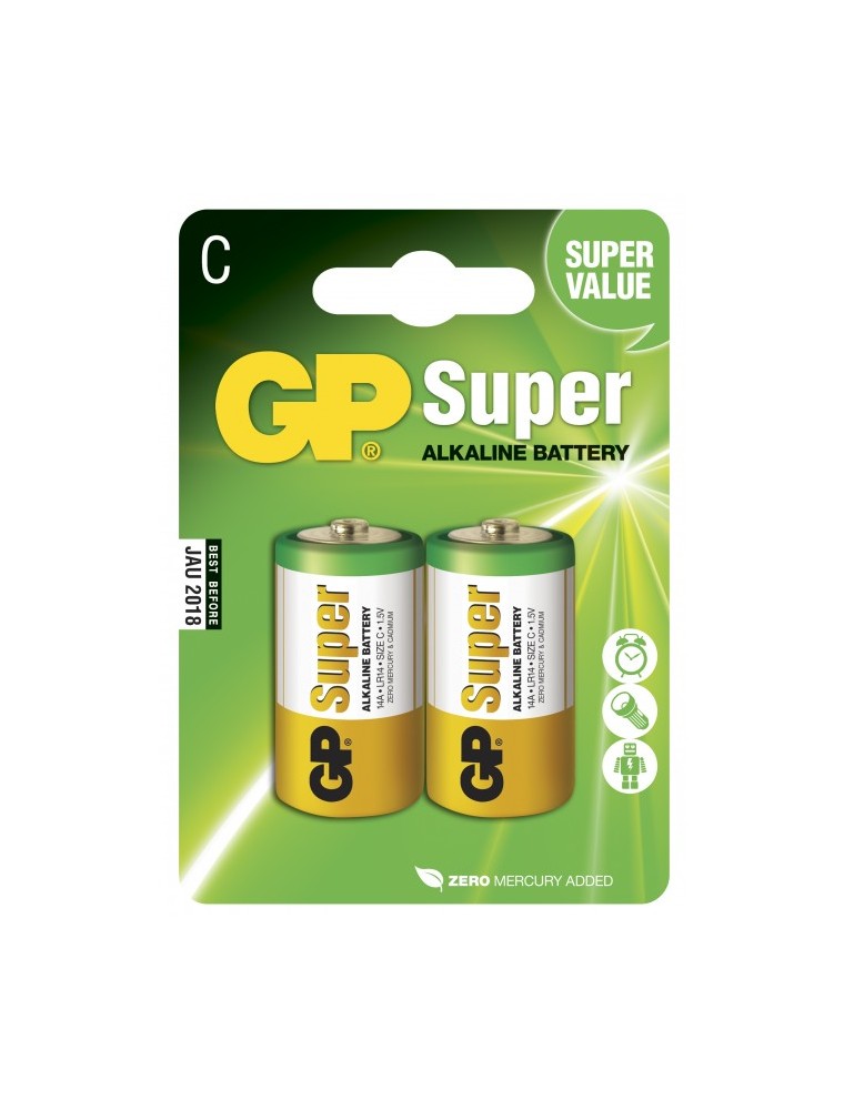 GP BATTERY - Blister 2 pile mezza torcia Super 14A