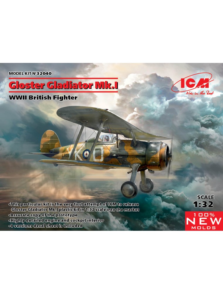 ICM - 1/32 Gloster Gladiator Mk.I, WWII British Fighter (100% new molds)