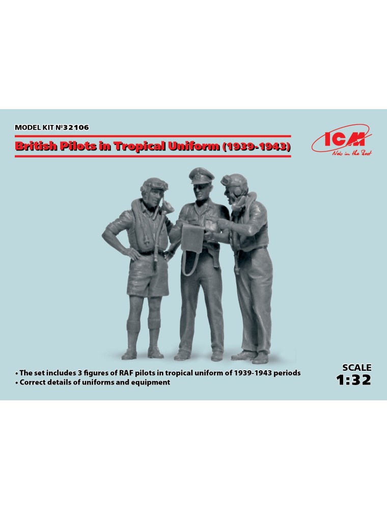 ICM - 1/32 British Pilots in Tropical Uniform (1939-1943) (3 figures) (100% new molds)