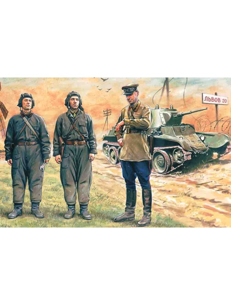 ICM - 1/35 Soviet Tank Crew (1939-1942)  (3 figures - 1 officer, 2 tankmen)