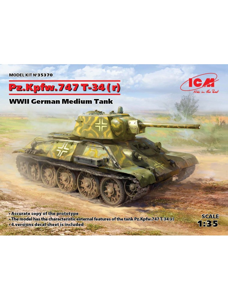 ICM - 1/35 Pz.Kpfw.747 T-34 (r), WWII German Medium Tank