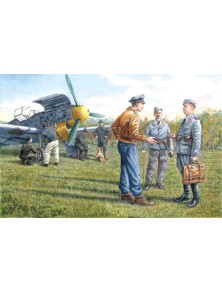 ICM - 1/48 German Luftwaffe Ground Personnel (1939-1945) (7 figures - staff officer, 2 pilots, 4 mechanics, and dog figure)