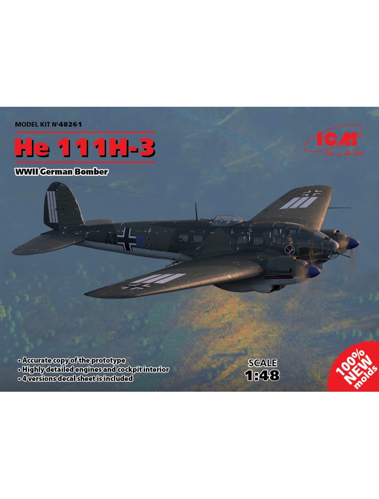 ICM - 1/48 He 111H-3, WWII German Bomber (100% new molds)