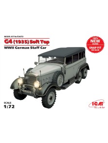 ICM - 1/72 G4 (1935 production) Soft Top, WWII German Staff Car, snap fit/no glue