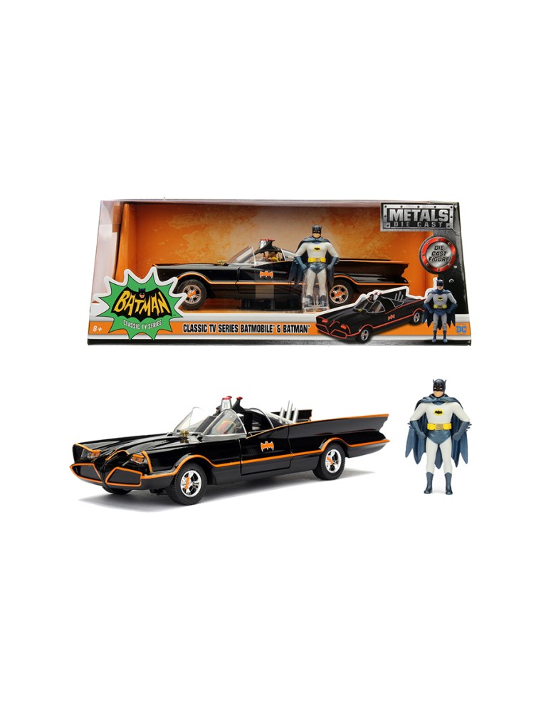 JADA - Batman Batmobile Classic del 1966 in scala 1:24 con personaggio di Batman in die cast