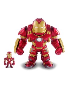 JADA - Marvel Doppio Personaggio di Iron Man con armatura Hulkbuster cm. 15 e Iron Man cm. 5, 100% die cast, l'elmo si apre e si