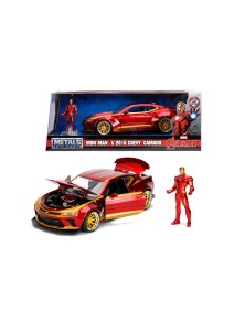 JADA - Marvel Iron Man Chevy Camaro SS del 2016 in scala 1:24 con personaggio di Iron Man in die cast