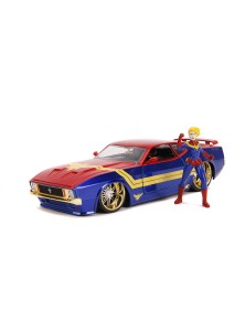 JADA - Marvel Captain Marvel 1973 Ford Mustang Mach 1 in scala 1:24 die-cast con personaggio di Captain Marvel in die cast