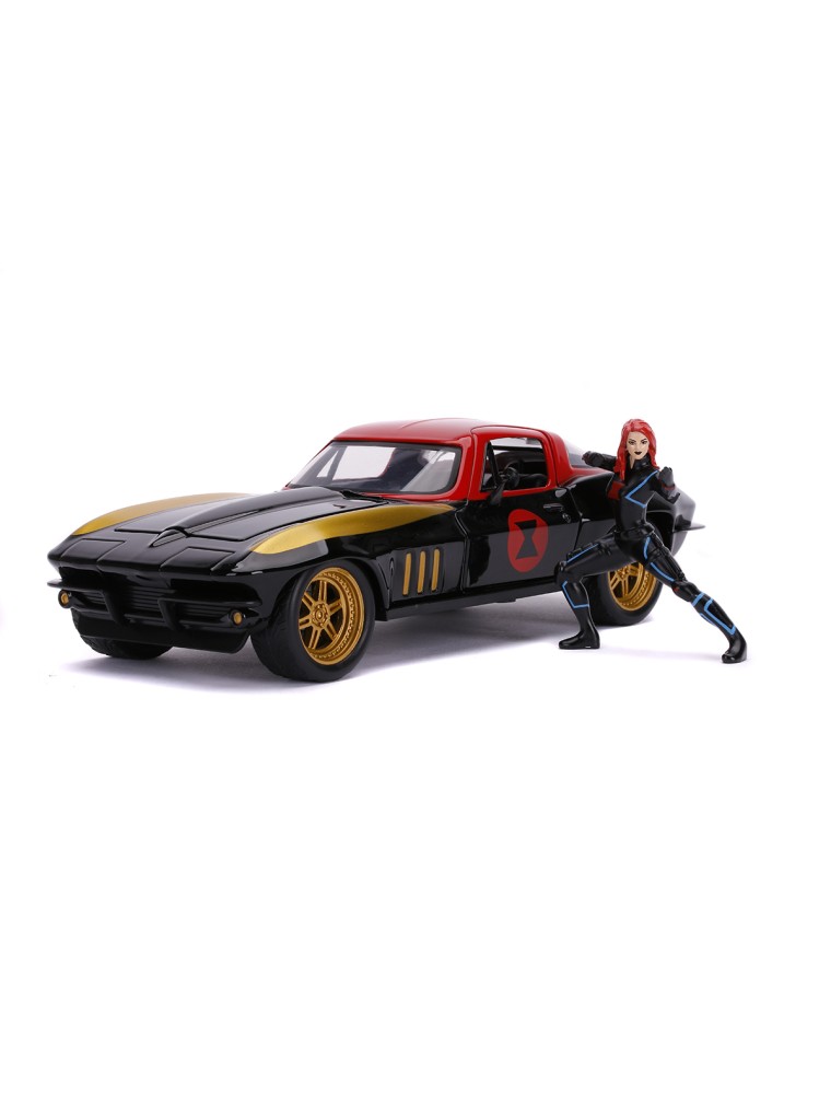 JADA - Marvel Black Widow 1966 Chevy in scala 1:24 die-cast con personaggio della Vedova Nera in die cast