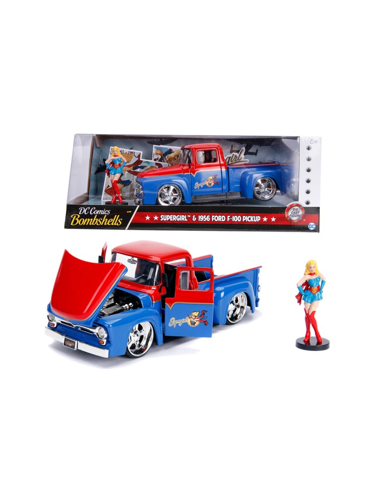 JADA - Super Girl 1956 Ford F100 in scala 1:24 die-cast con personaggio di Super Girl in die cast