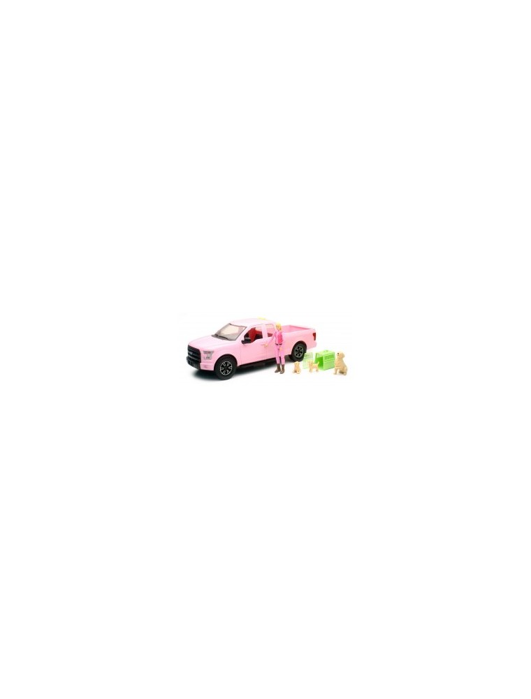 NEW RAY - 1/14 Pink Ford F-150 with Dogs and Accessories Playset [Light & Sound - Try Me]