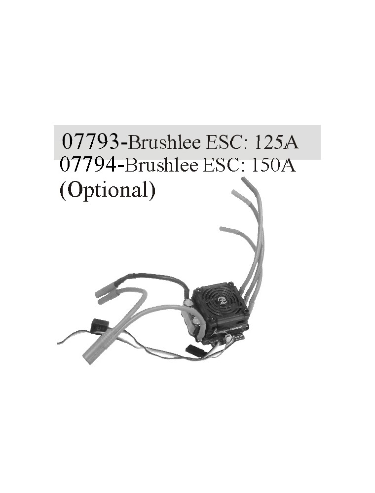 RADIOKONTROL - Brushlee ESC 150A for 1/5 - 1/8 2-6s LiPo / 6-18 Ni-Mh