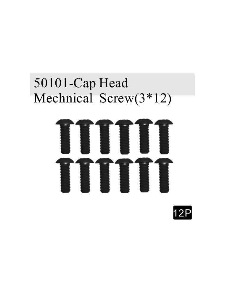 RADIOKONTROL - RK Cap head mechnical screw (3*12) 12 pc