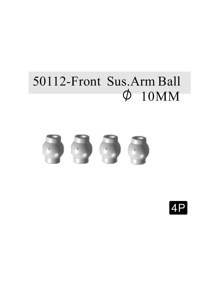 RADIOKONTROL - RK Front susp. arm ball 10mm (4 pc)