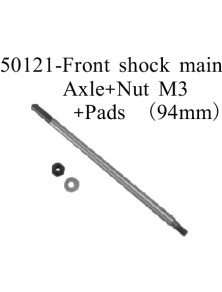 RADIOKONTROL - RKO FRONT LEVER MAIN AXLE + NUT M3 + PADS (94MM)