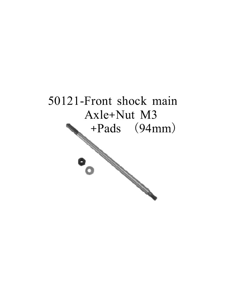 RADIOKONTROL - RKO FRONT LEVER MAIN AXLE + NUT M3 + PADS (94MM)