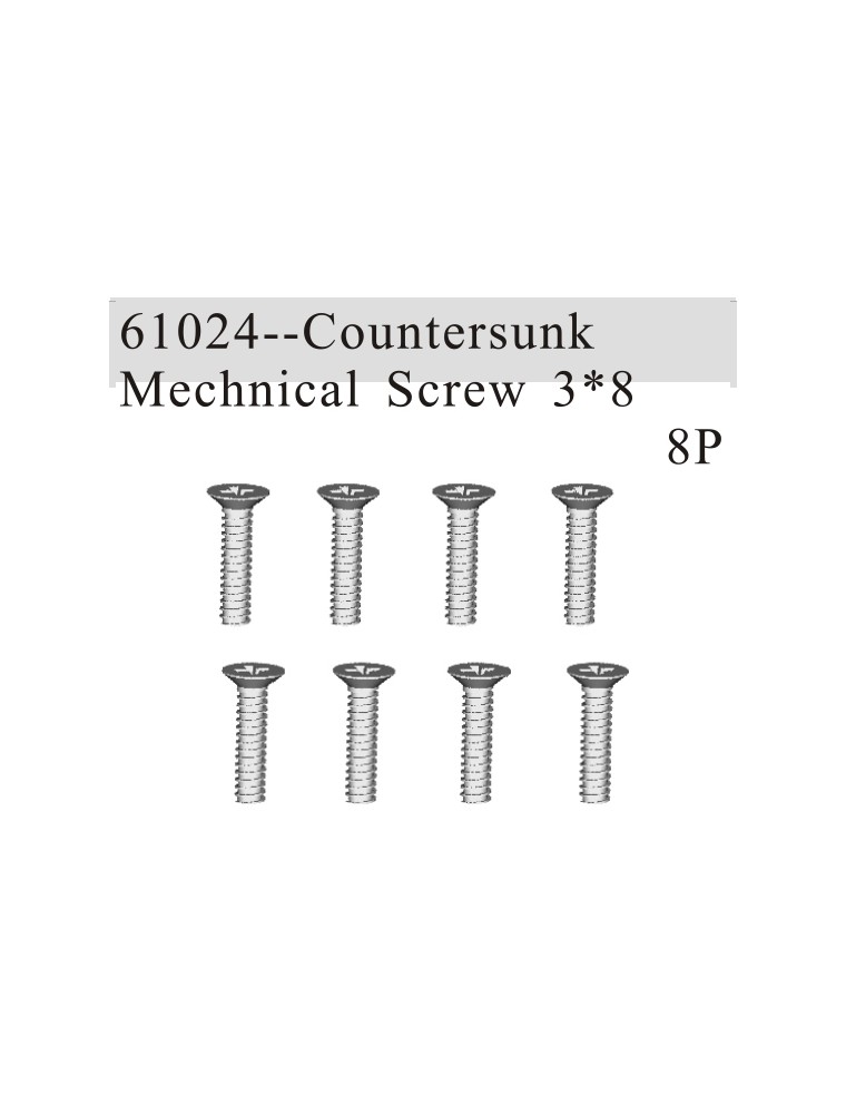 RADIOKONTROL - RK Countersunk mechnical screw 3*8 (8 pc)