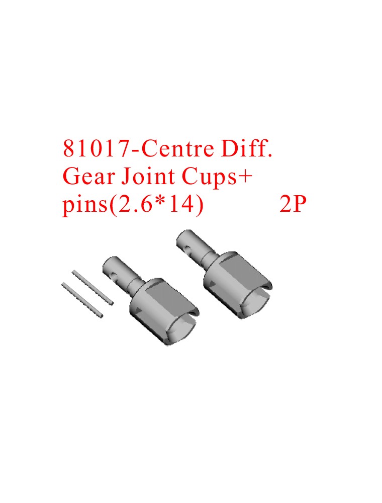 RADIOKONTROL - RK Centre diff. gear joint cups+pins (2.6*14) 2 pc