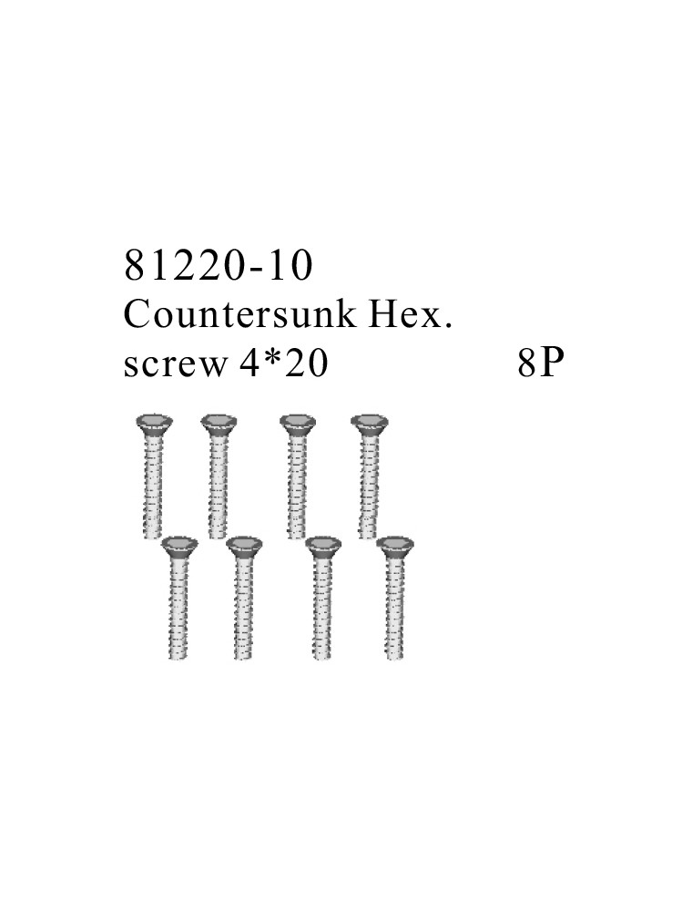 RADIOKONTROL - RK Countersunk hex. screw 4*20 (8 pc)