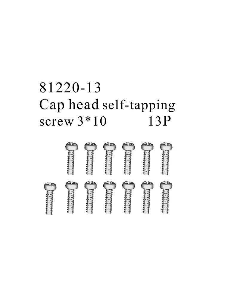 RADIOKONTROL - RK Cap head self-tapping screw 3*10 (13 pc)