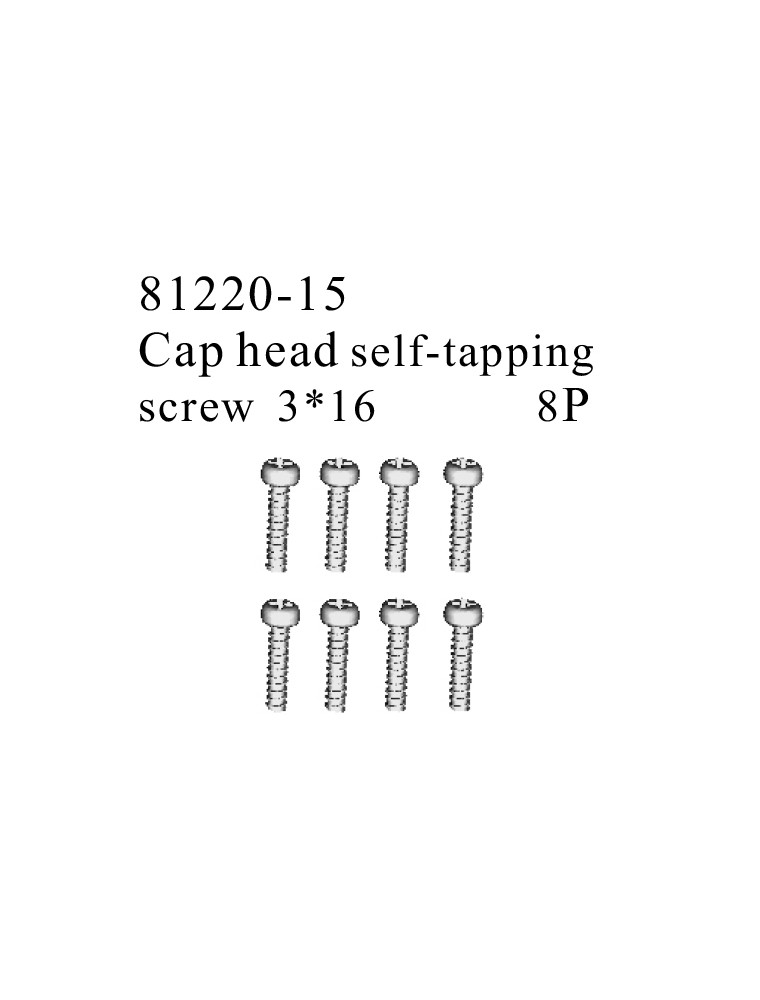 RADIOKONTROL - RK Cap head self-tapping screw 3*16 (8 pc)