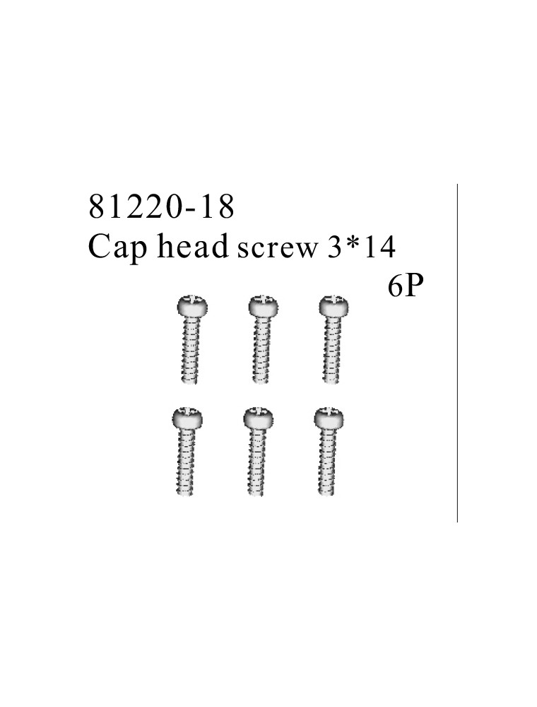 RADIOKONTROL - RK Cap head screw 3*14 (6 pc)