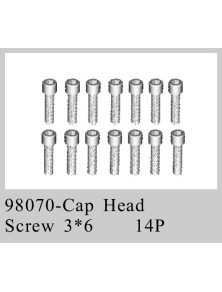 RADIOKONTROL - RK Cap head screw 3*6 (14 pc)