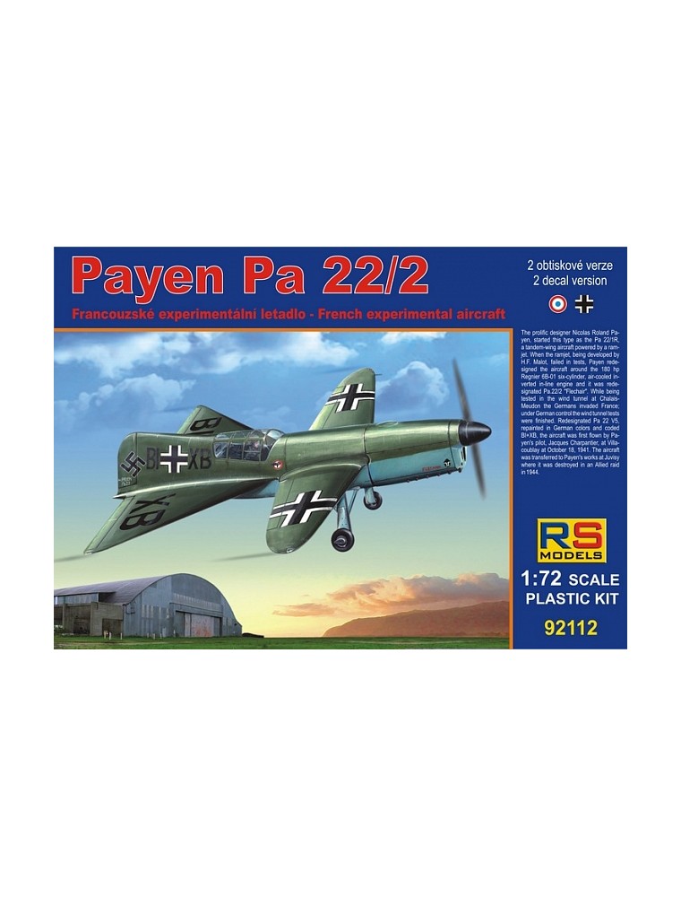 RS MODELS - 1/72 Payen Pa.22 (2 decal v. for Luftwaffe, France)