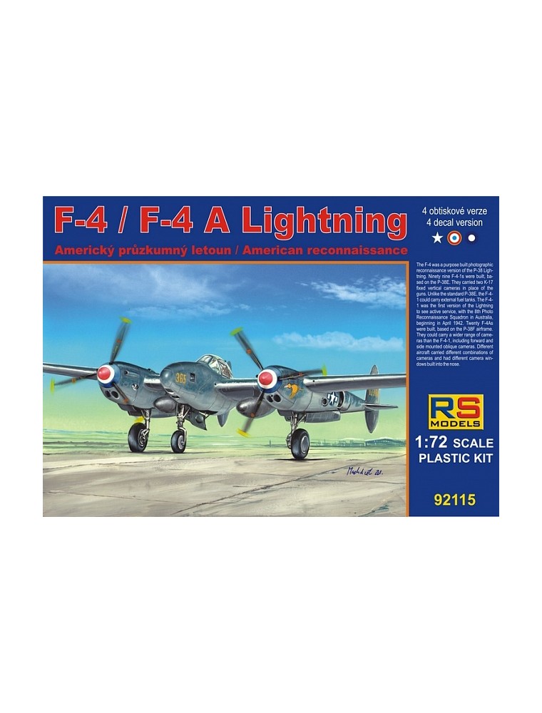 RS MODELS - 1/72 F-4/F-4A Lightning 4 decal v. for USA, France, Australia with resin parts