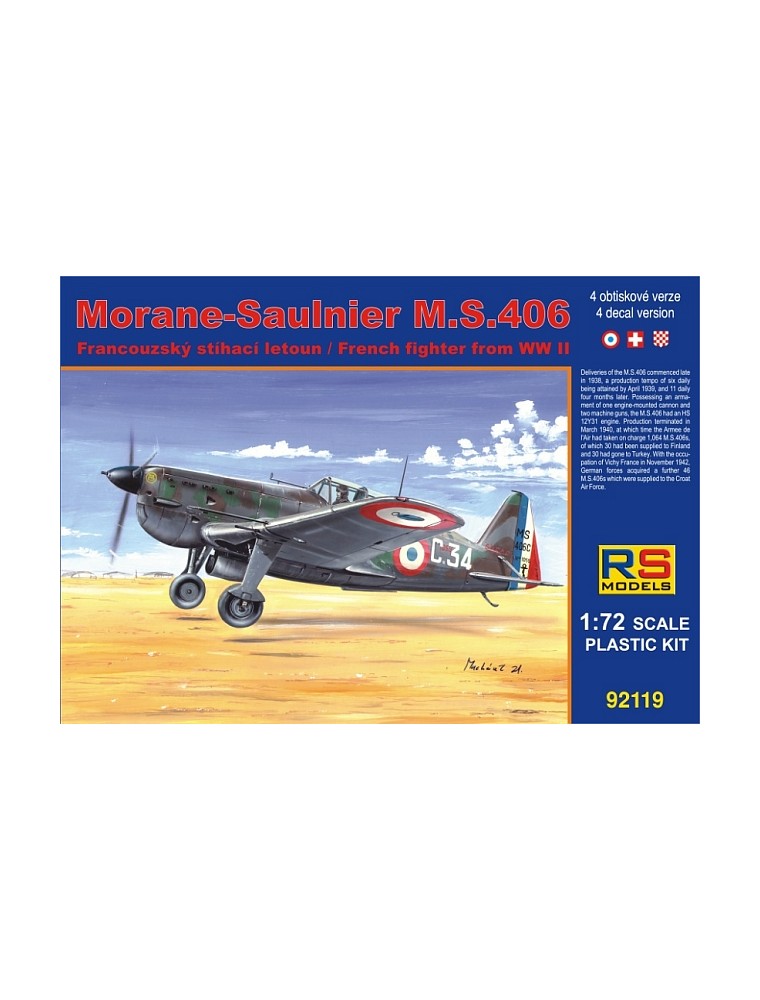 RS MODELS - 1/72 Morane Saulnier MS.406 France (4 decal v. for France, Switzerland, Croatia)