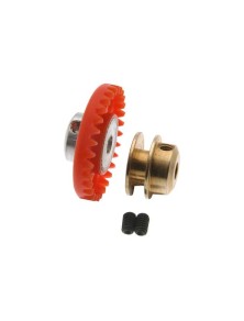 SCALEAUTO - Nylon crown Gear 30th. M50 with M2 screw for 3/32" axle -red-