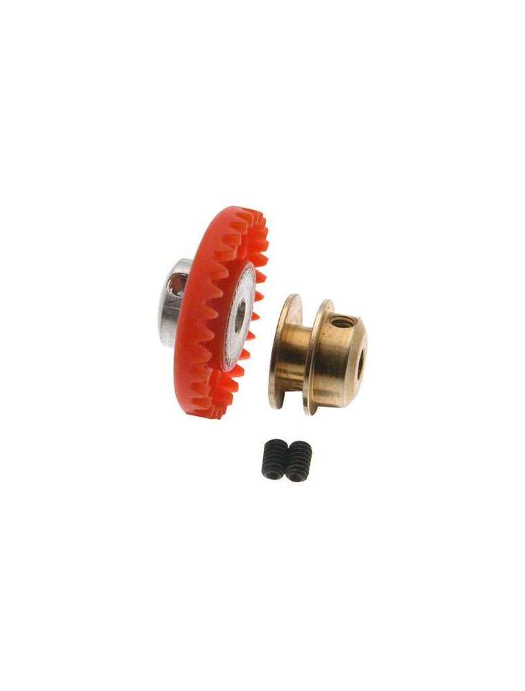 SCALEAUTO - Nylon crown Gear 30th. M50 with M2 screw for 3/32" axle -red-