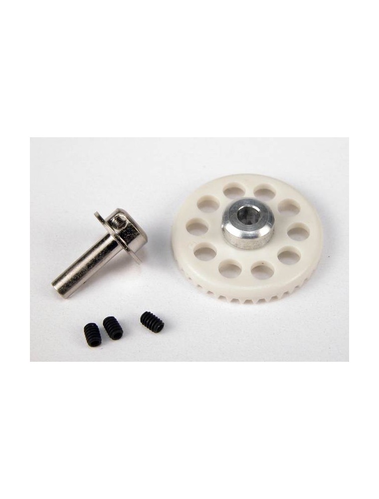 SCALEAUTO - Nylon crown Gear 38th. M50 with 2xM2 screws for 3mm. Axle -white-