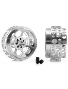 SCALEAUTO - Profile Design for 3/32 Axle. M2 screw for RT cars. aluminium Monza-2 dessing. Diam: 16.9mm. Width: 10.m. Exterior D