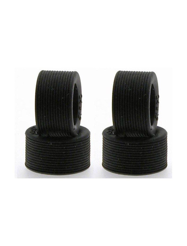 SCALEAUTO - RT Racing Rubber tyres for Profile hubs. With stripes design Ext. Diam: 24mm Width: 12m. Int. diam: 16m.