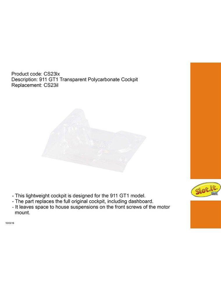 SLOT.IT - Porsche 911 GT1 Evo abitacolo in Lexan