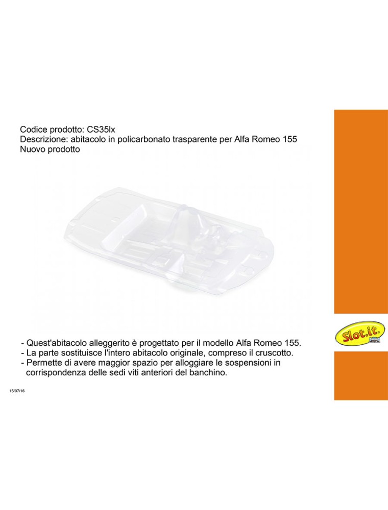 SLOT.IT - 155 V6 TI Polycarbonate Cockpit