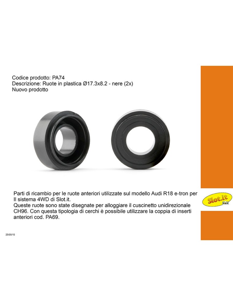 SLOT.IT - Ruota in Plastica ?ÿ17.3x8,2 anteriore, per 4WD system (2x)