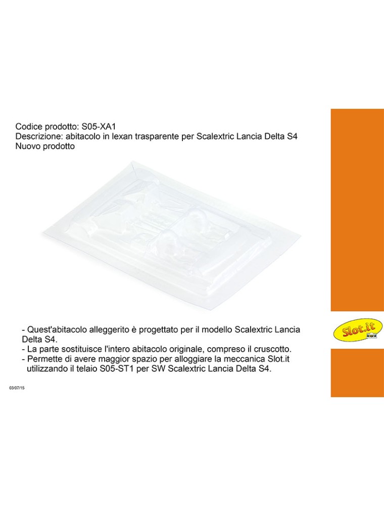 SLOT.IT - abitacolo in lexan trasp. Per Scalextric Lancia Delta S4